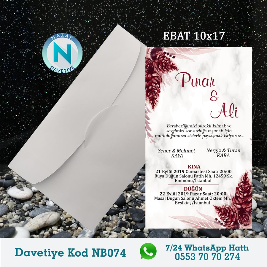 NB074 BEYAZ ZARFLI DAVETİYELER - NB074 - Görsel 1