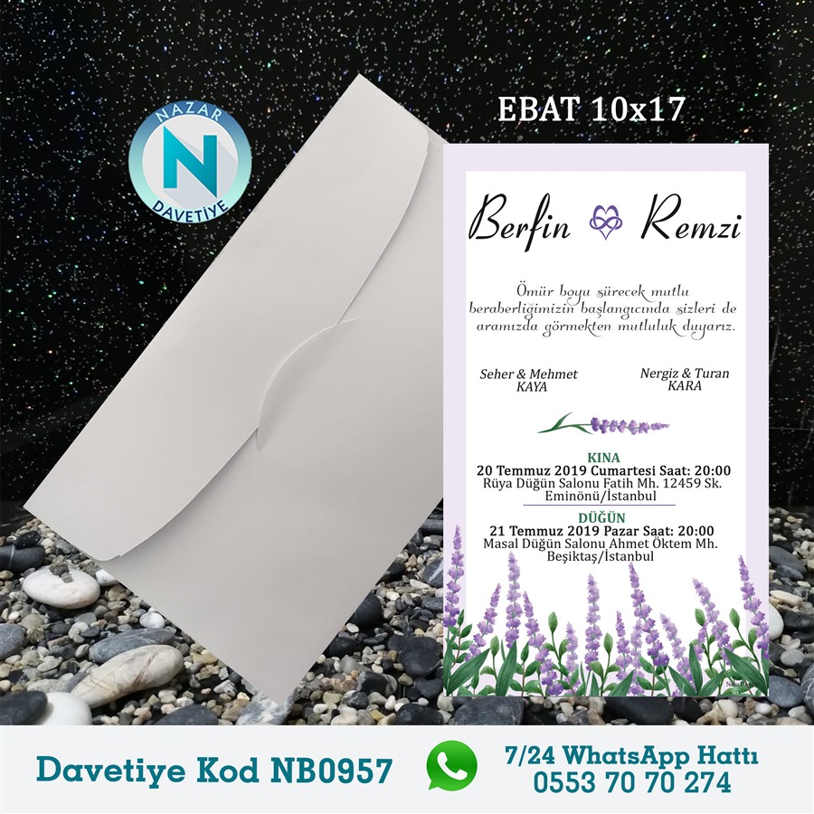 NB0957 BEYAZ ZARFLI DAVETİYELER - NB0957 - Görsel 1