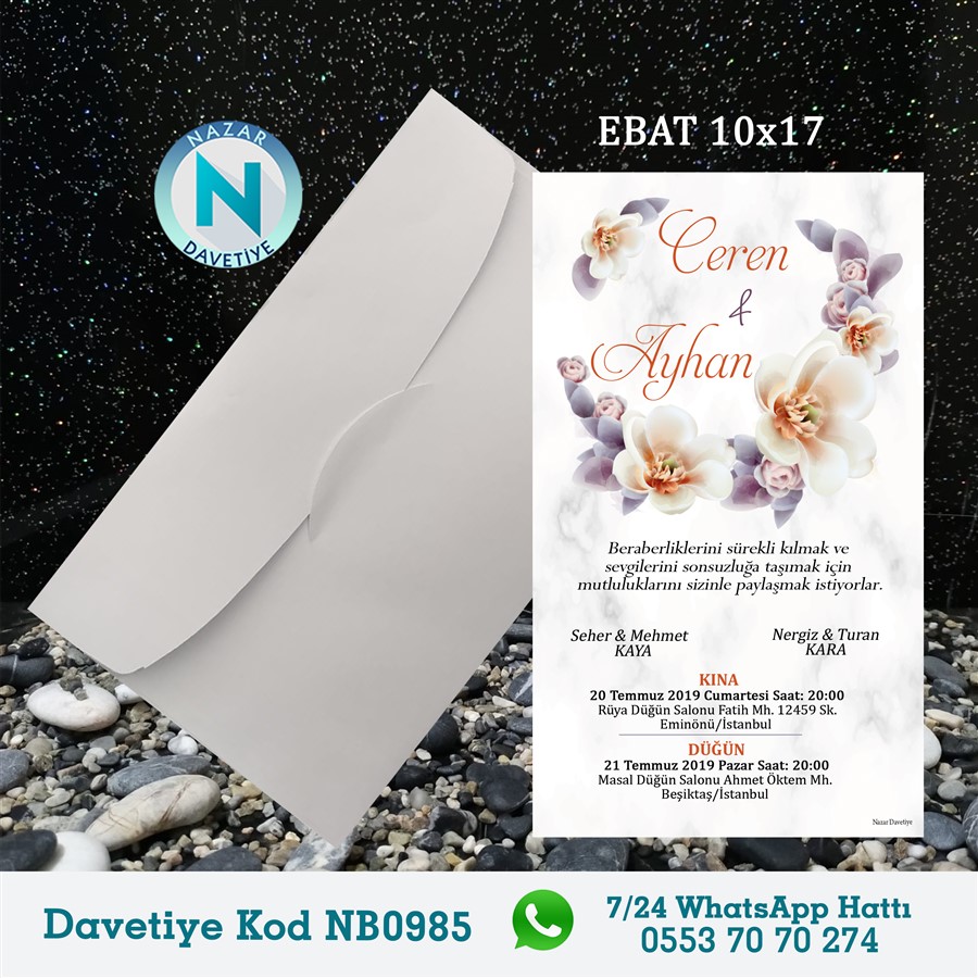 NB0985 BEYAZ ZARFLI DAVETİYELER - NB0985 - Görsel 1