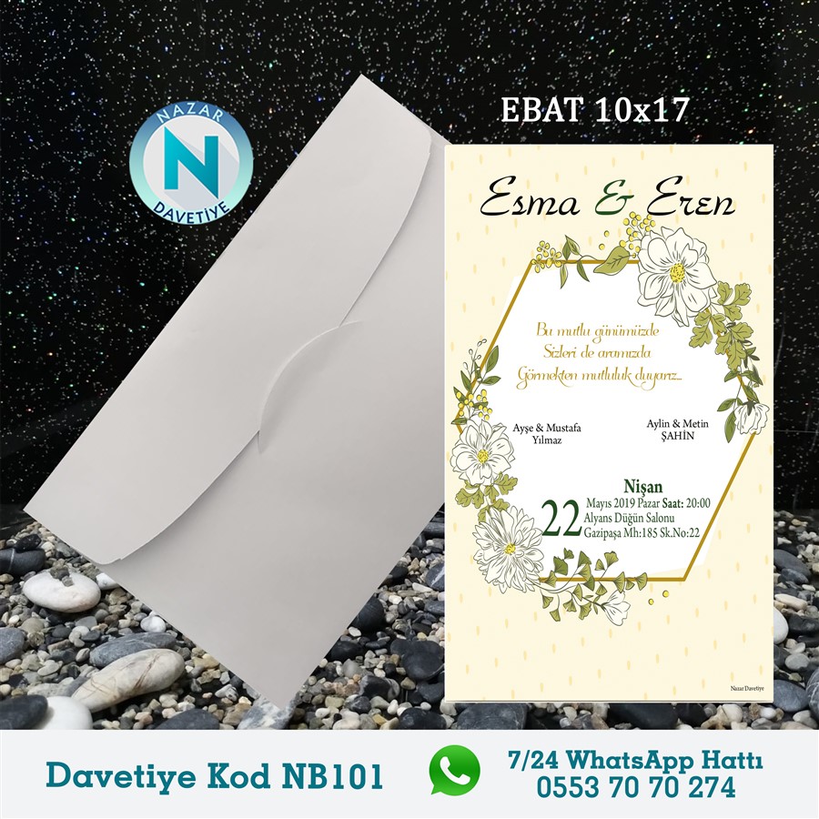 NB101 BEYAZ ZARFLI DAVETİYELER - NB101 - Görsel 1
