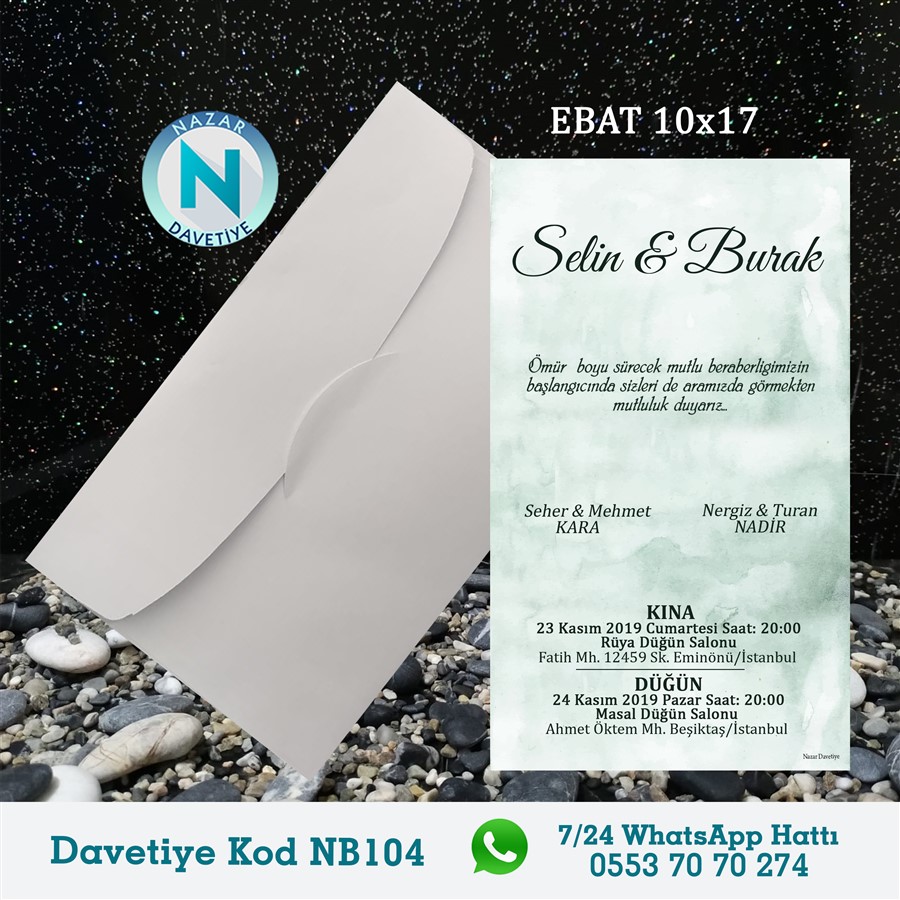 NB104-1 BEYAZ ZARFLI DAVETİYELER - NB104-1 - Görsel 1