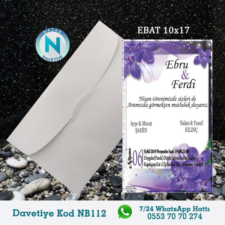 NB112 BEYAZ ZARFLI DAVETİYELER - NB112 - Görsel 1