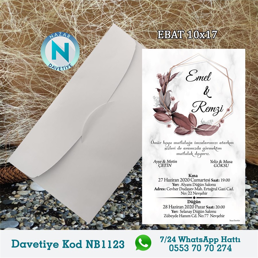 NB1123 BEYAZ ZARFLI DAVETİYELER - NB1123 - Görsel 1