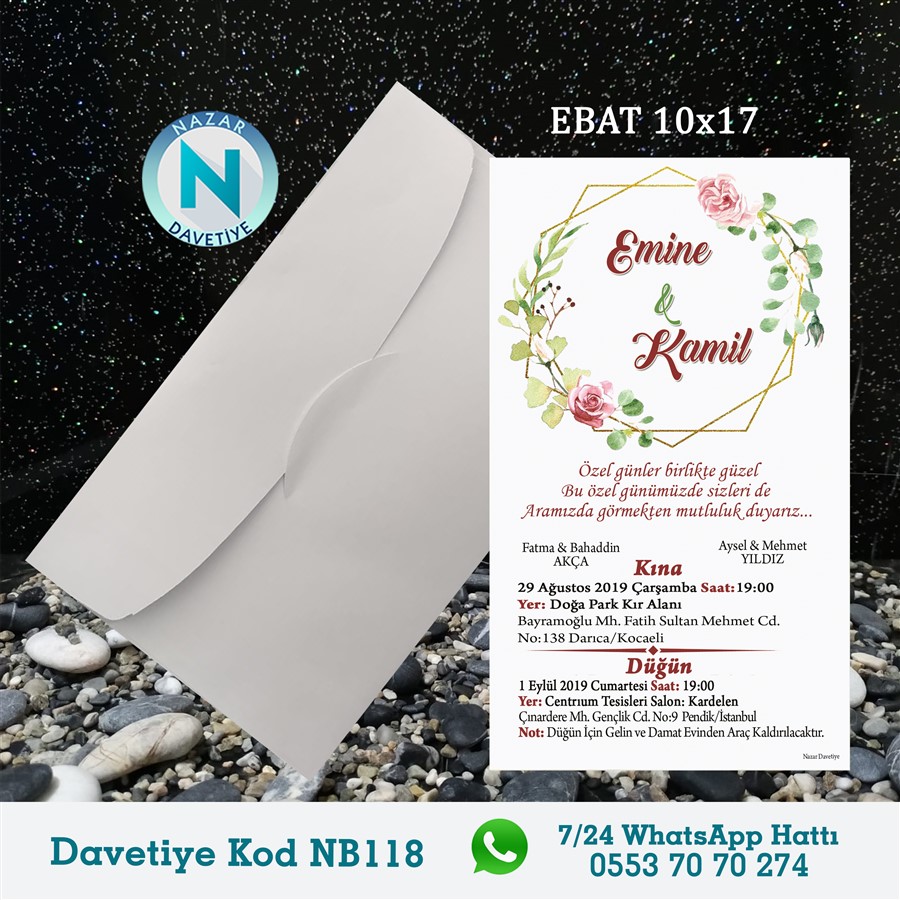 NB118 BEYAZ ZARFLI DAVETİYELER - NB118 - Görsel 1