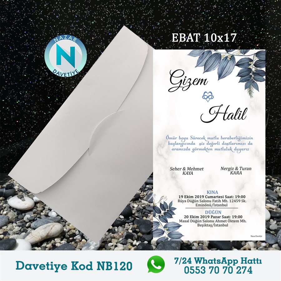 NB120-1 BEYAZ ZARFLI DAVETİYELER - NB120-1 - Görsel 1