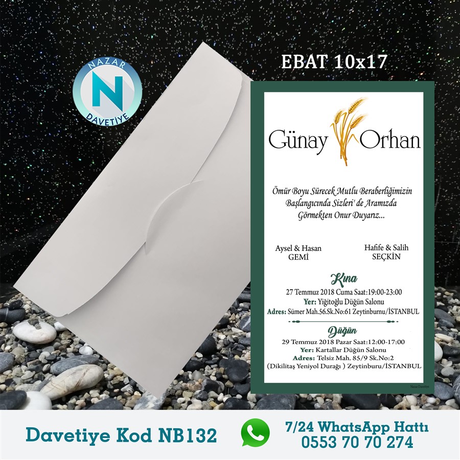 NB132 BEYAZ ZARFLI DAVETİYELER - NB132 - Görsel 1