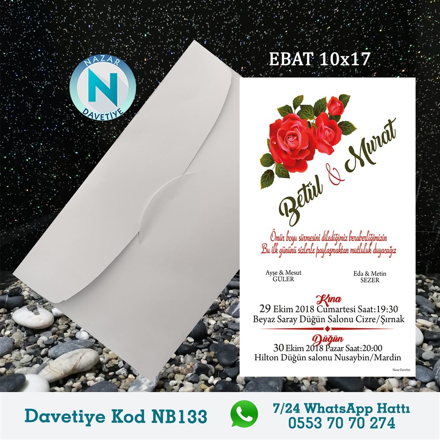 NB133 BEYAZ ZARFLI DAVETİYELER - NB133 - Görsel 1