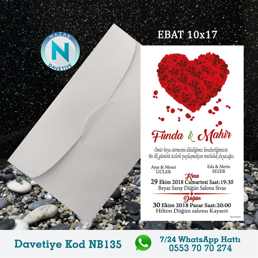 NB135 BEYAZ ZARFLI DAVETİYELER - NB135 - Görsel 1