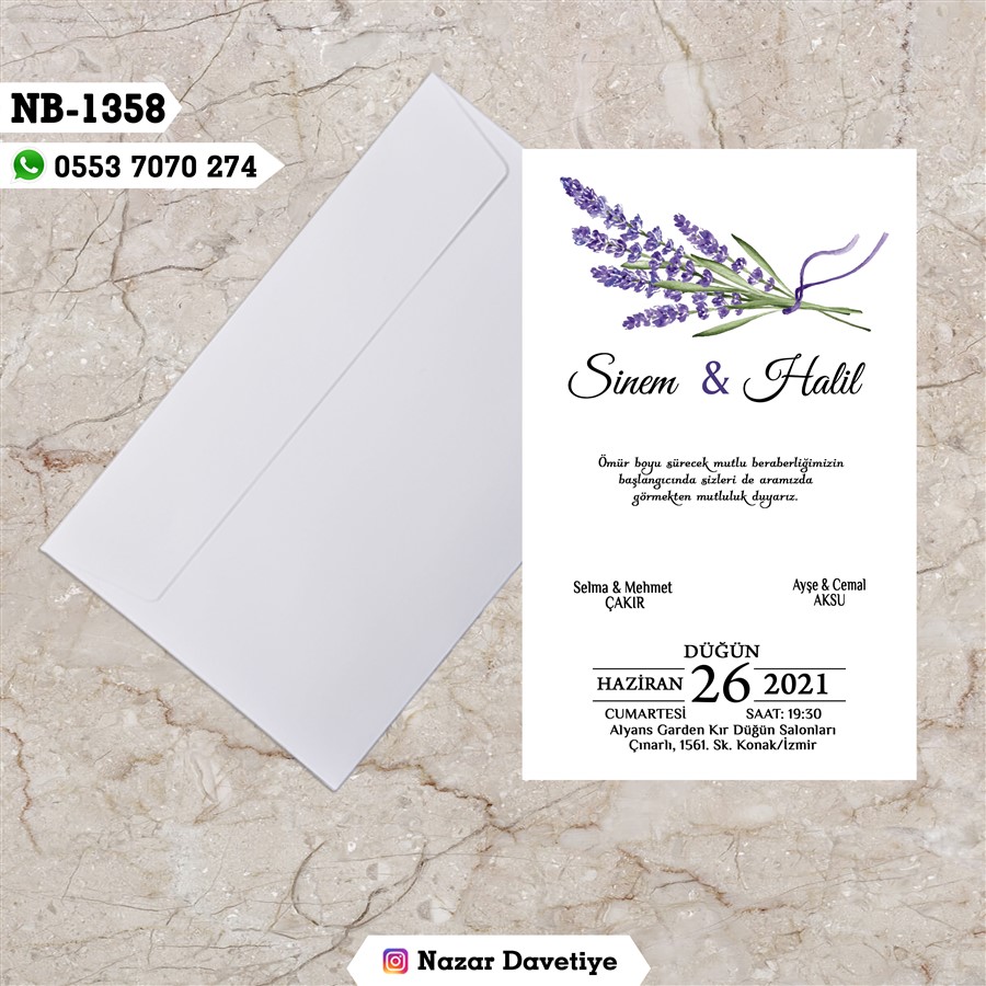 NB1358 BEYAZ ZARFLI DAVETİYELER - NB1358 - Görsel 1