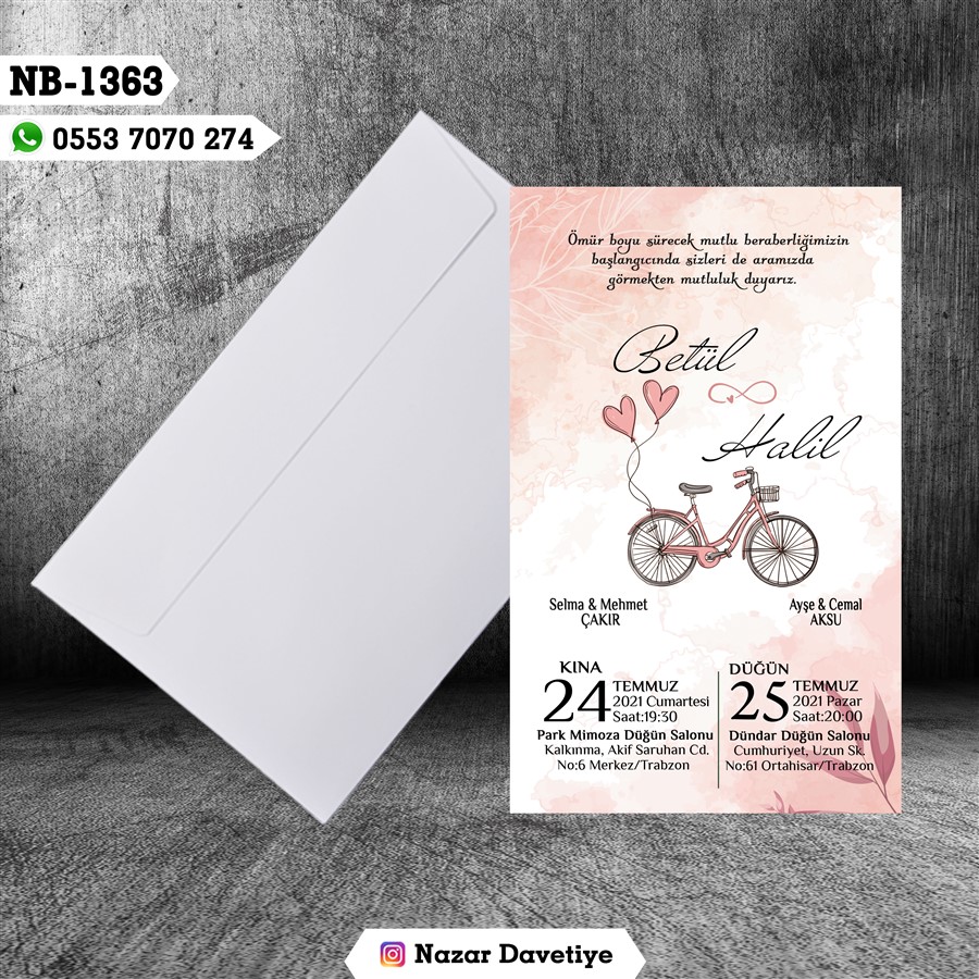 NB1363 BEYAZ ZARFLI DAVETİYELER - NB1363 - Görsel 1