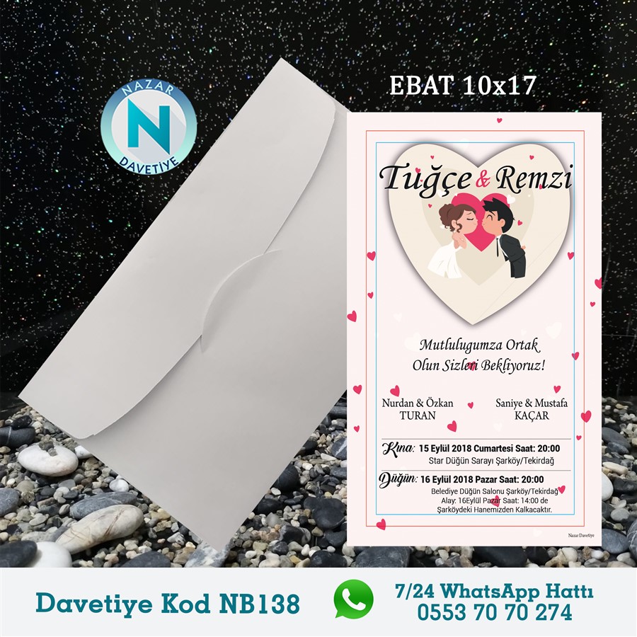 NB138 BEYAZ ZARFLI DAVETİYELER - NB138 - Görsel 1