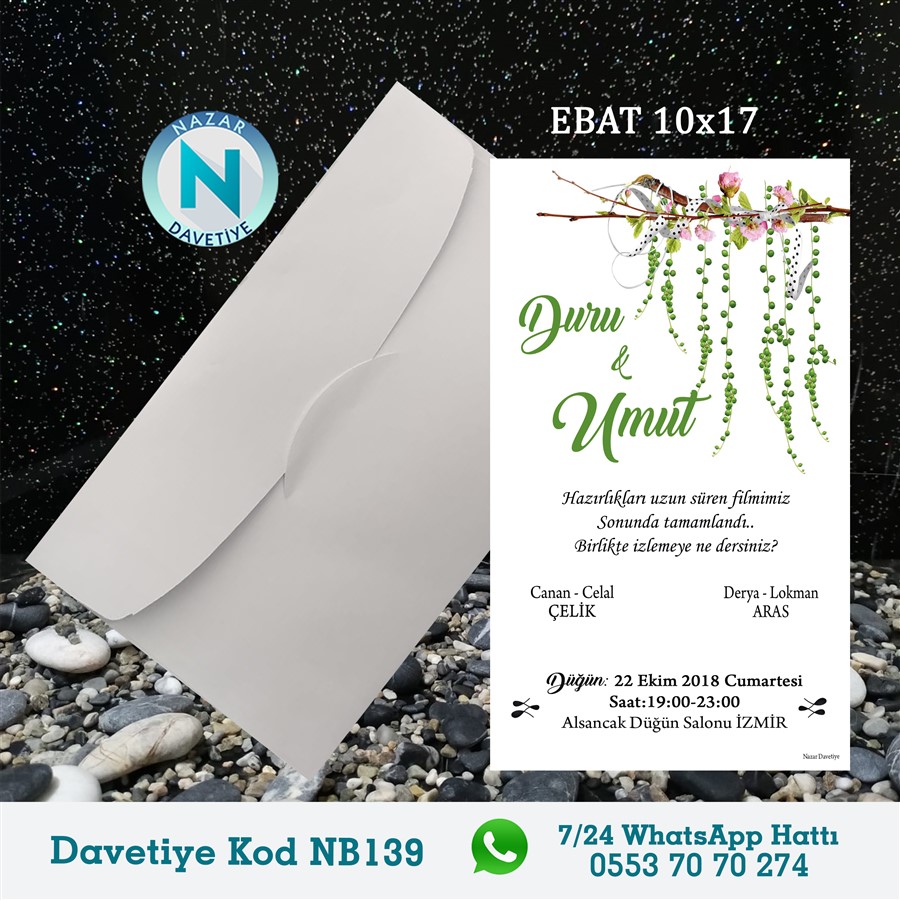 NB139 BEYAZ ZARFLI DAVETİYELER - NB139 - Görsel 1