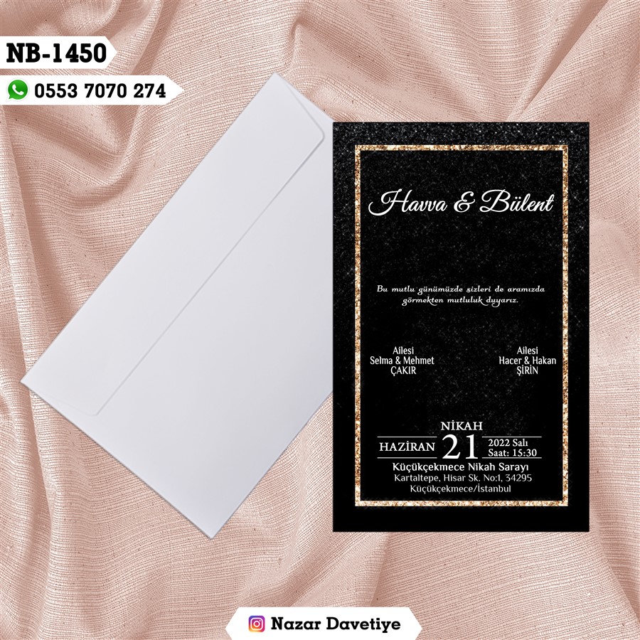NB1450 BEYAZ ZARFLI DAVETİYELER - NB1450 - Görsel 1