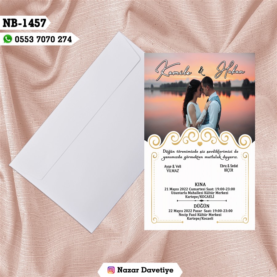 NB1457 BEYAZ ZARFLI DAVETİYELER - NB1457 - Görsel 1