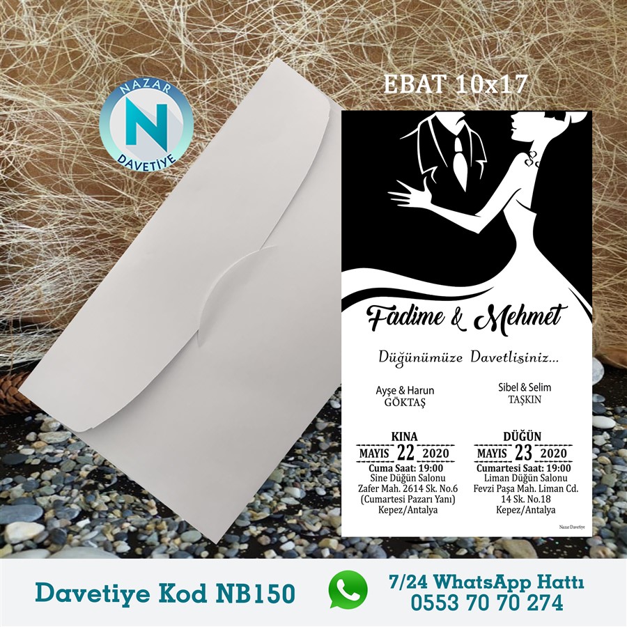 NB150-1 BEYAZ ZARFLI DAVETİYELER - NB150-1 - Görsel 1