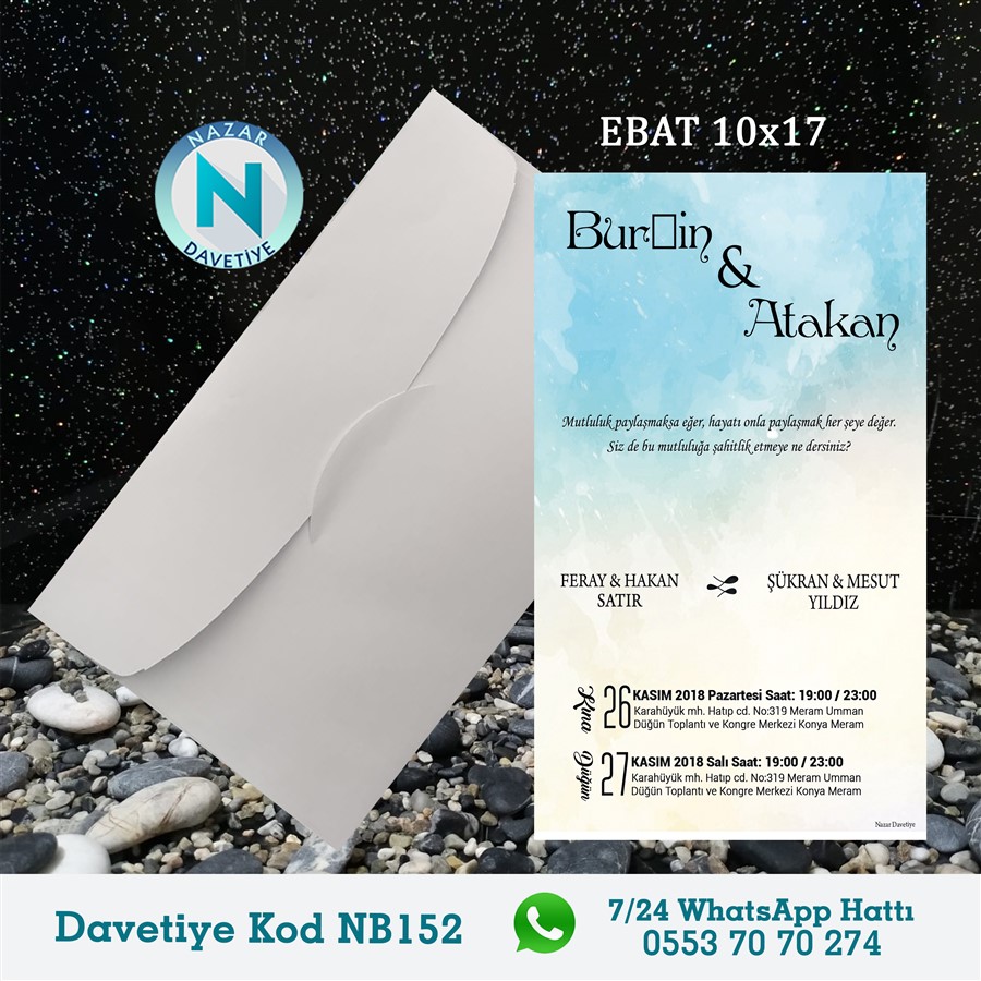NB152 BEYAZ ZARFLI DAVETİYELER - NB152 - Görsel 1