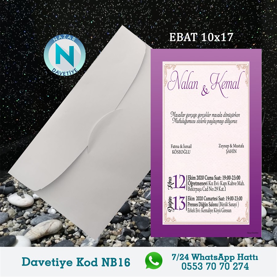 NB16 BEYAZ ZARFLI DAVETİYELER - NB16 - Görsel 1