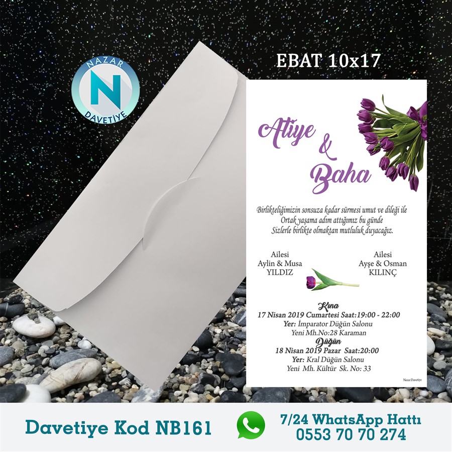 NB161 BEYAZ ZARFLI DAVETİYELER - NB161 - Görsel 1