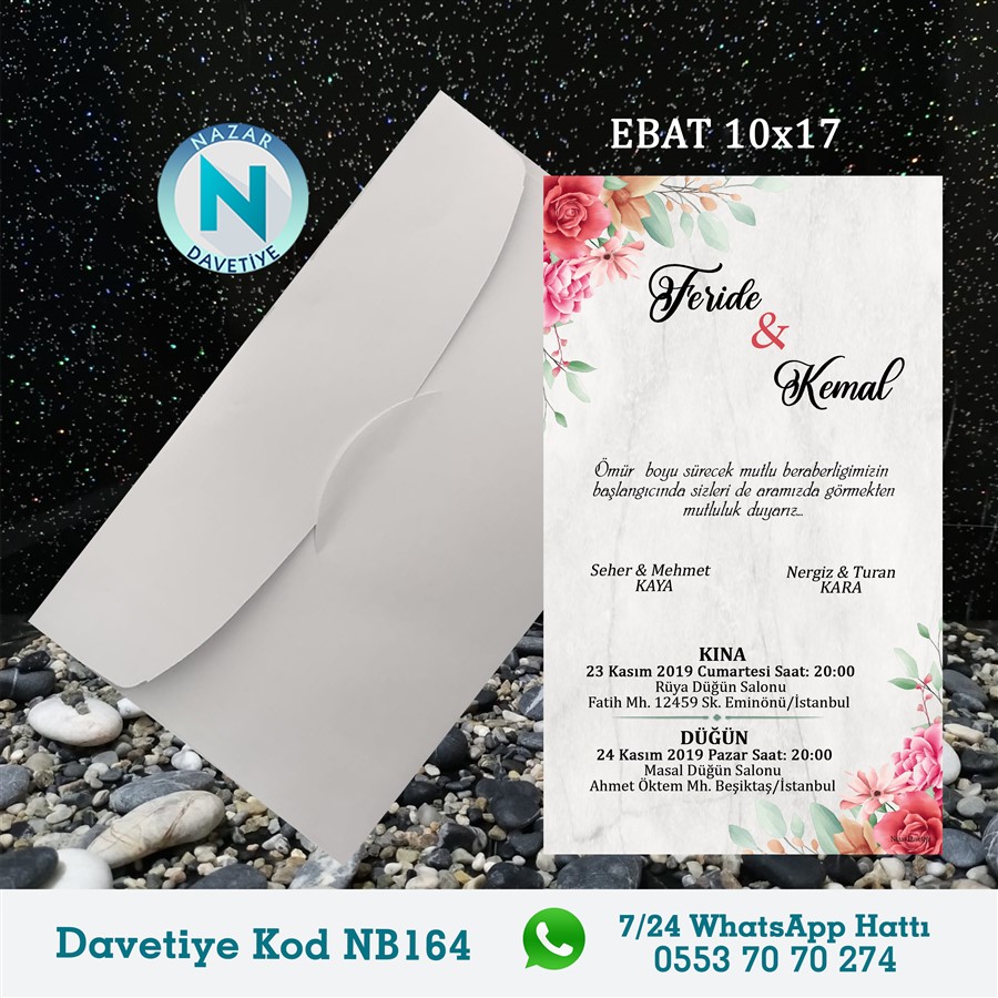 NB164-1 BEYAZ ZARFLI DAVETİYELER - NB164-1 - Görsel 1