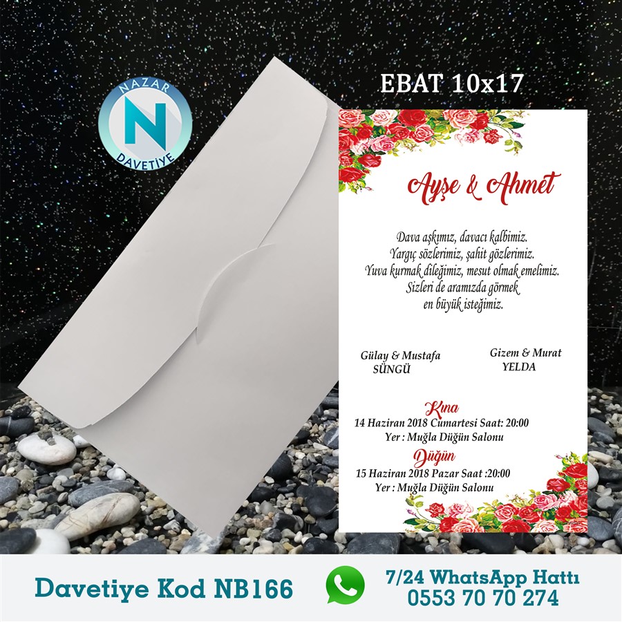 NB166 BEYAZ ZARFLI DAVETİYELER - NB166 - Görsel 1