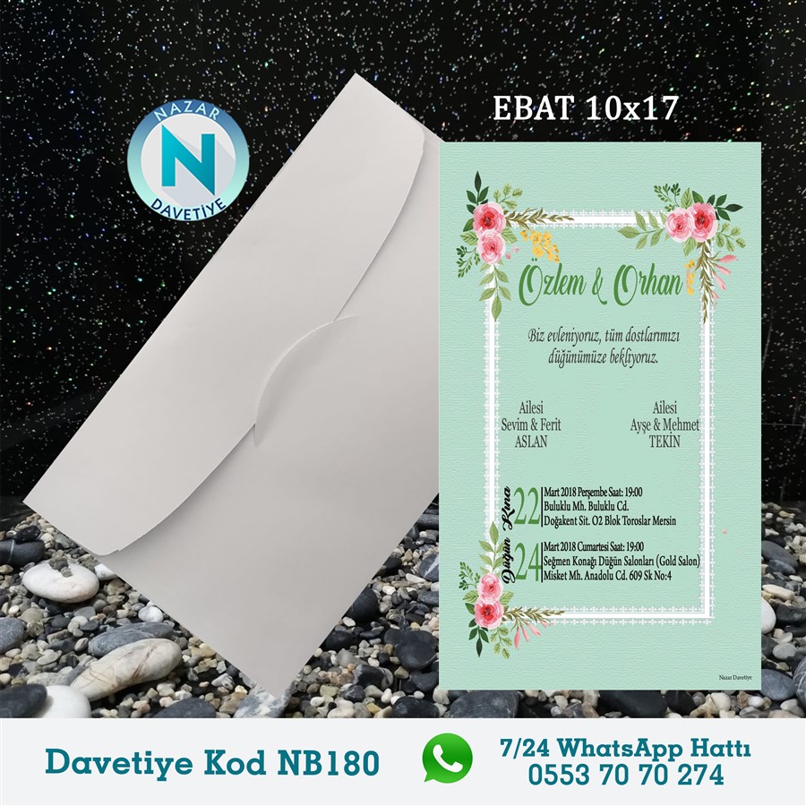 NB180 BEYAZ ZARFLI DAVETİYELER - NB180 - Görsel 1