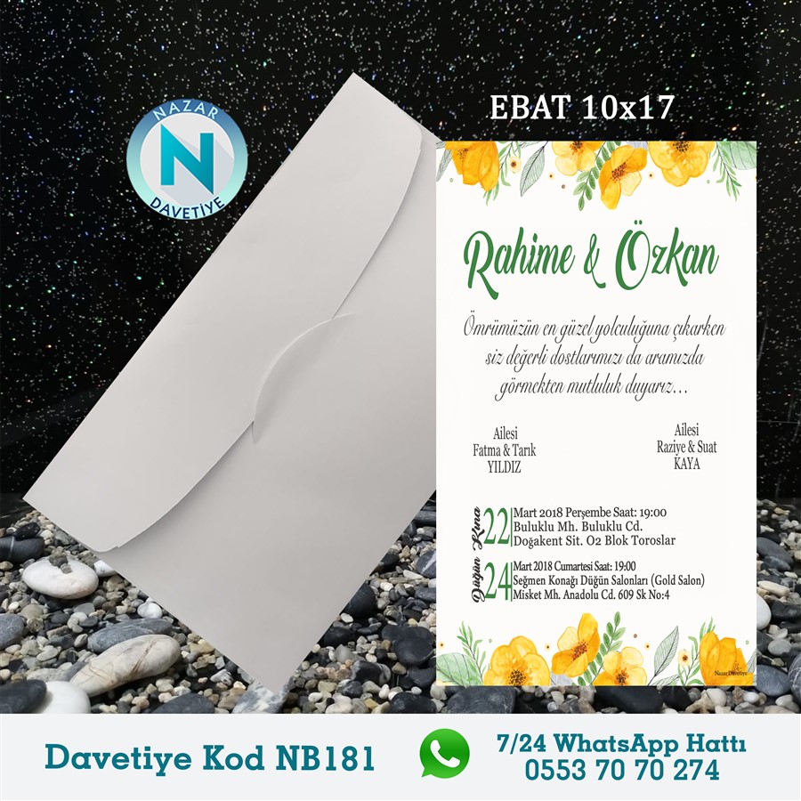 NB181 BEYAZ ZARFLI DAVETİYELER - NB181 - Görsel 1