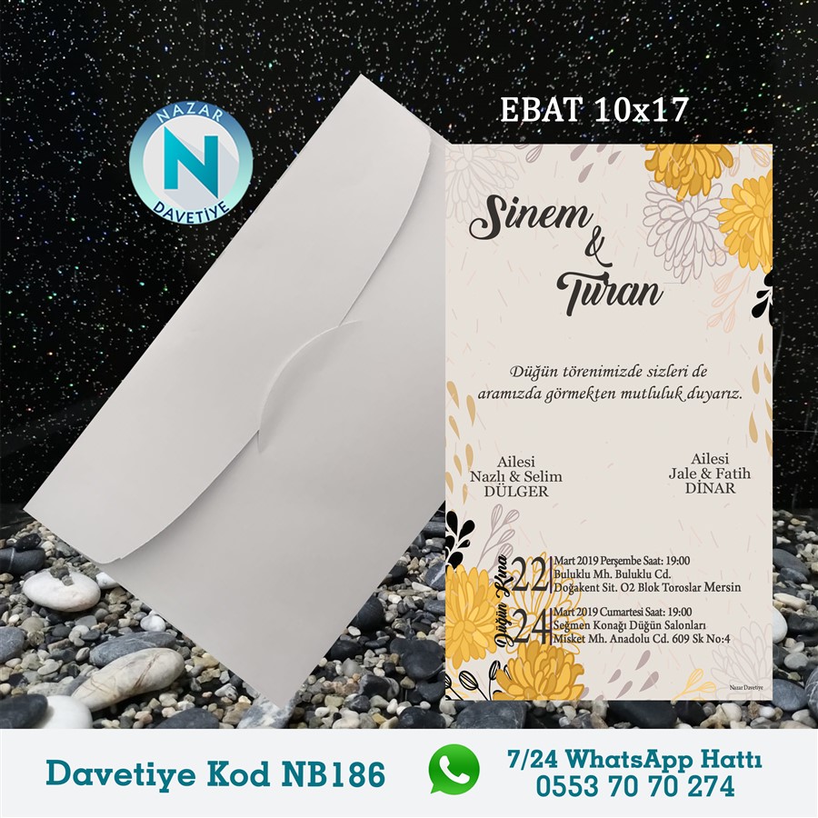 NB186 BEYAZ ZARFLI DAVETİYELER - NB186 - Görsel 1