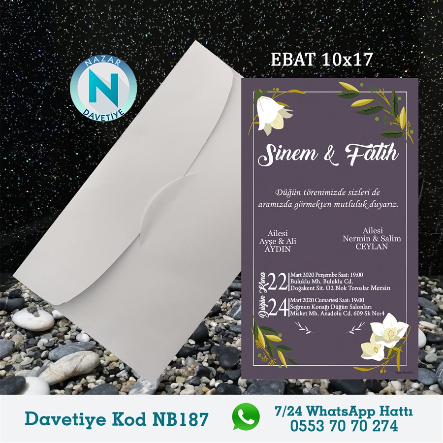 NB187 BEYAZ ZARFLI DAVETİYELER - NB187 - Görsel 1