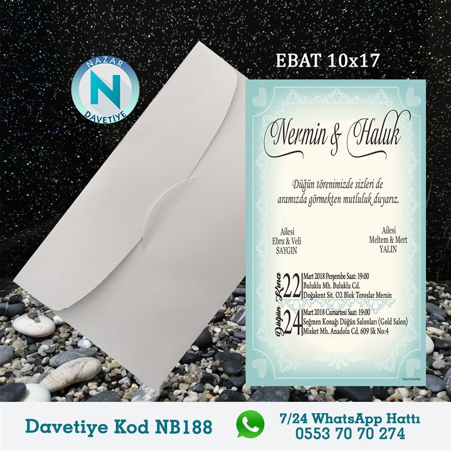 NB188 BEYAZ ZARFLI DAVETİYELER - NB188 - Görsel 1