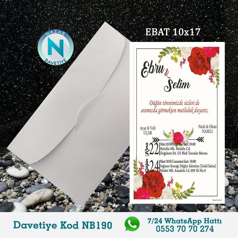 NB190 BEYAZ ZARFLI DAVETİYELER - NB190 - Görsel 1