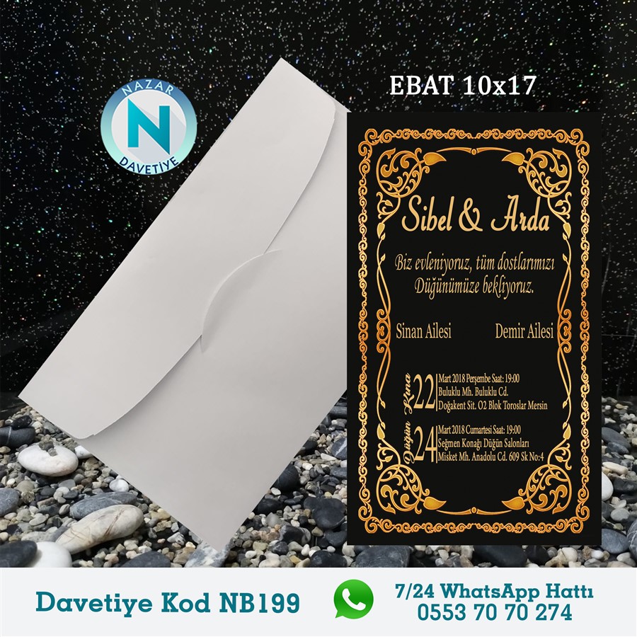 NB199 BEYAZ ZARFLI DAVETİYELER - NB199 - Görsel 1