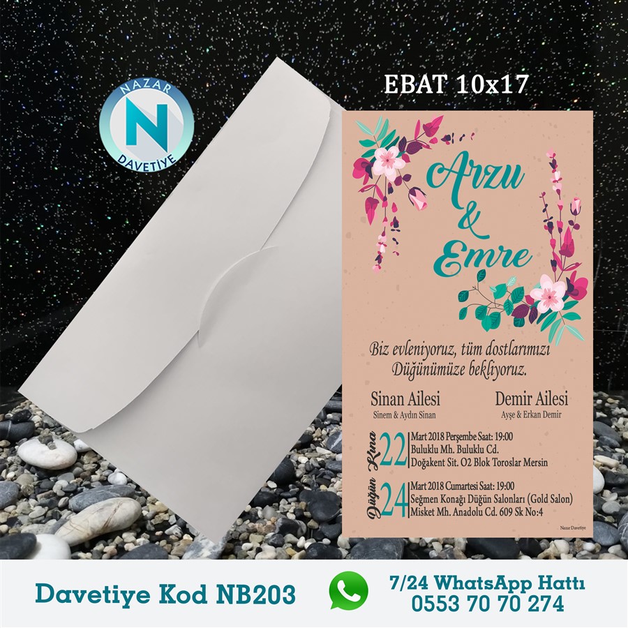 NB203 BEYAZ ZARFLI DAVETİYELER - NB203 - Görsel 1