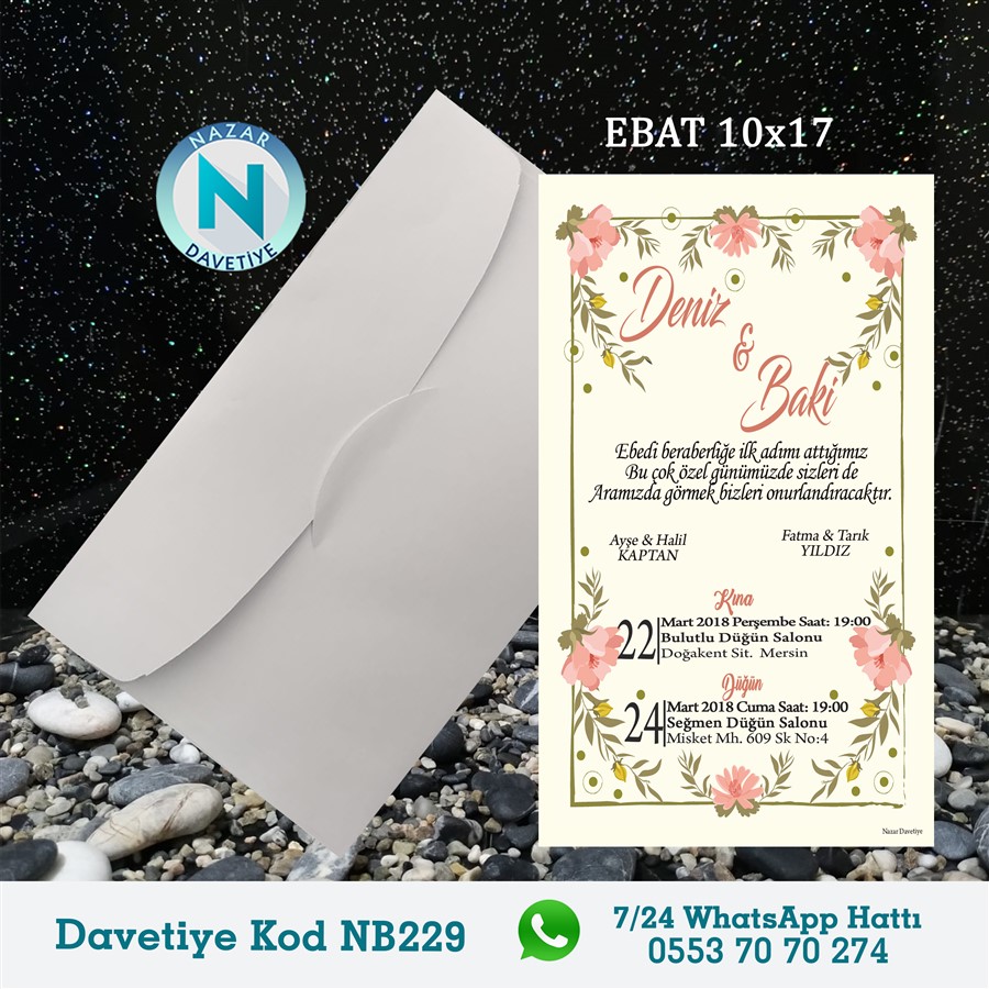 NB229 BEYAZ ZARFLI DAVETİYELER - NB229 - Görsel 1