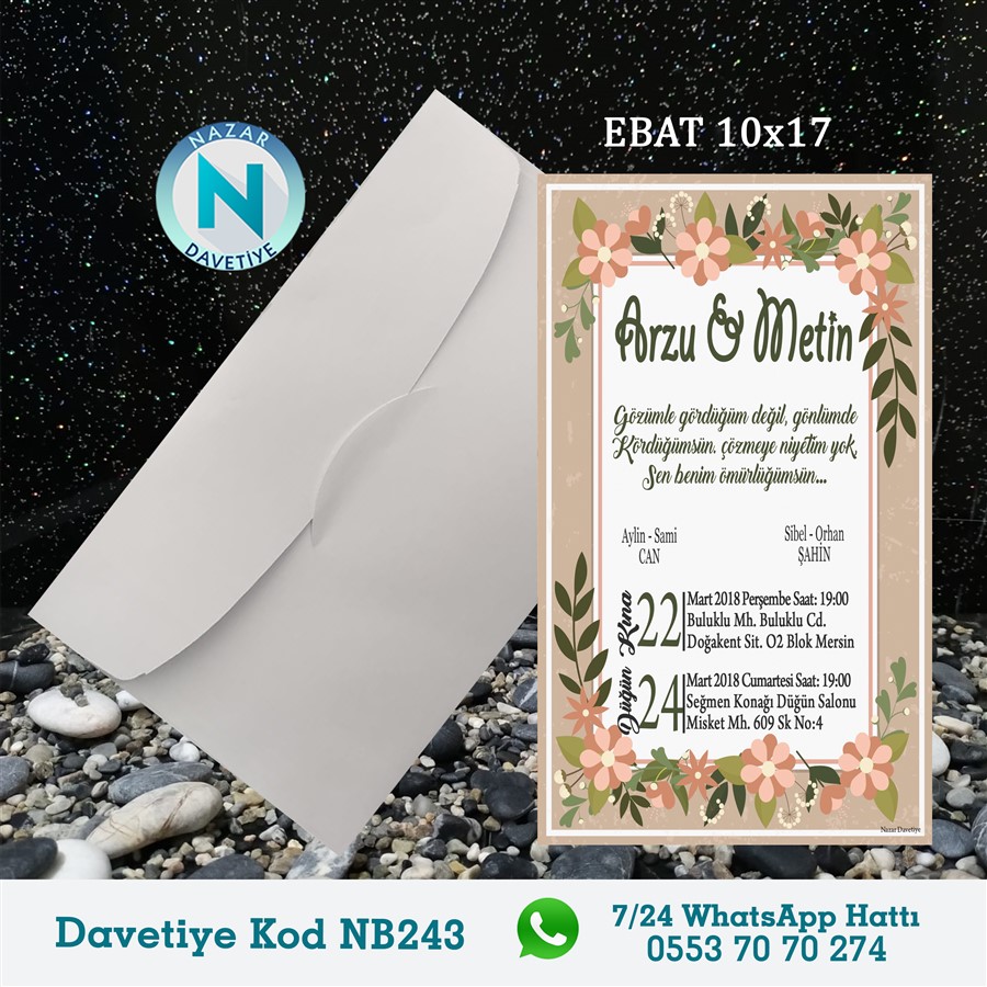NB243 BEYAZ ZARFLI DAVETİYELER - NB243 - Görsel 1