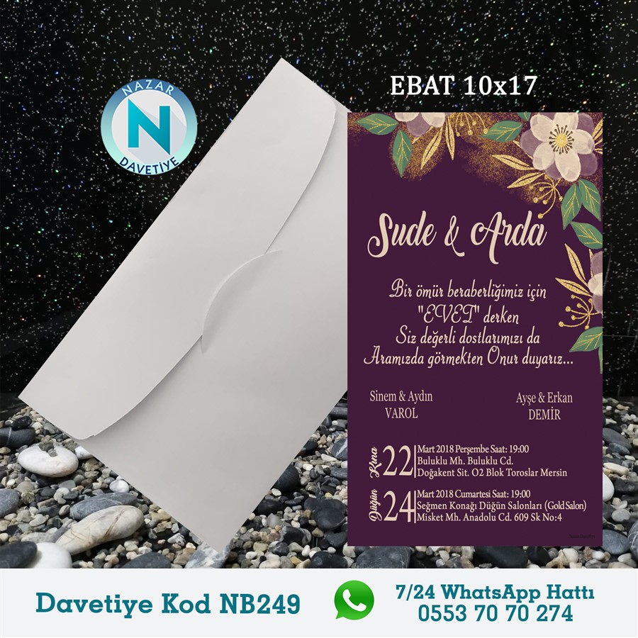 NB249 BEYAZ ZARFLI DAVETİYELER - NB249 - Görsel 1