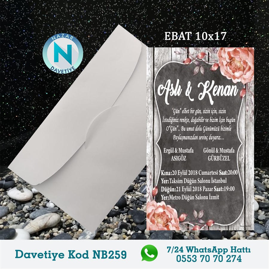 NB259 BEYAZ ZARFLI DAVETİYELER - NB259 - Görsel 1