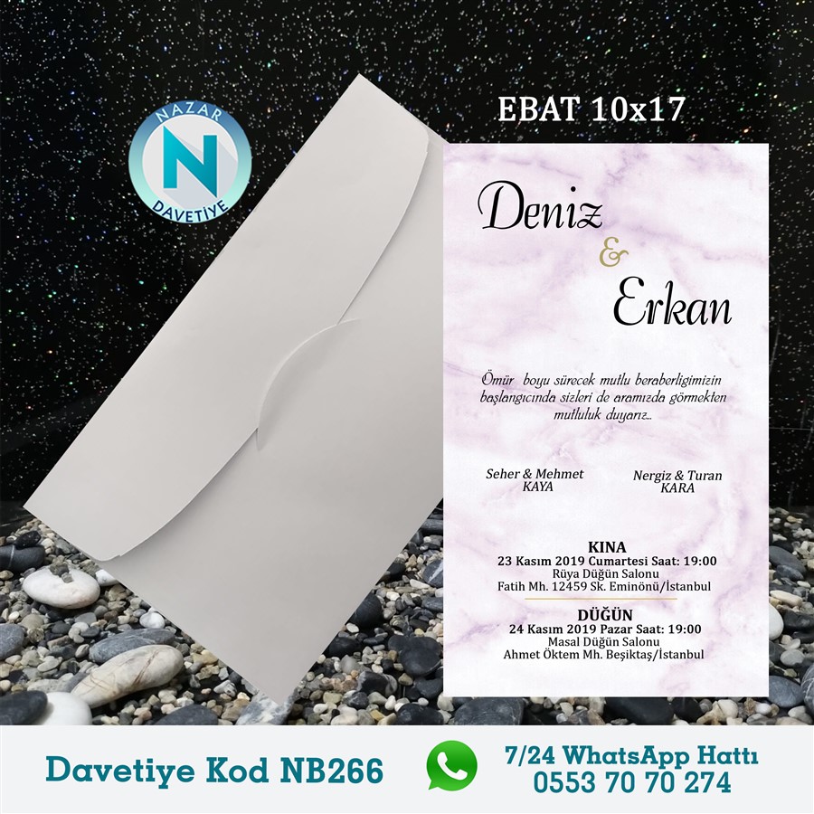 NB266-1 BEYAZ ZARFLI DAVETİYELER - NB266-1 - Görsel 1