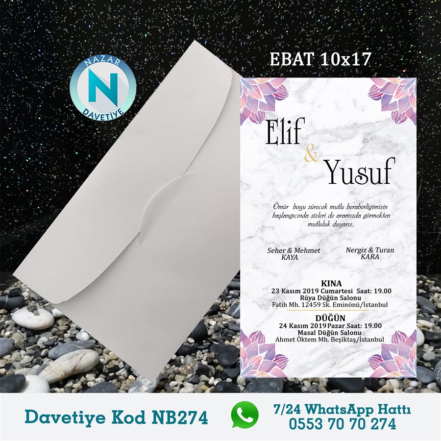 NB274-1 BEYAZ ZARFLI DAVETİYELER - NB274-1 - Görsel 1