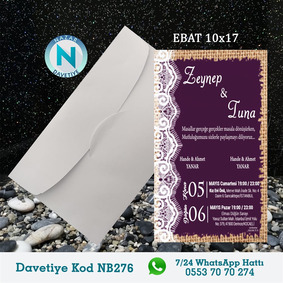 NB276 BEYAZ ZARFLI DAVETİYELER - NB276 - Görsel 1