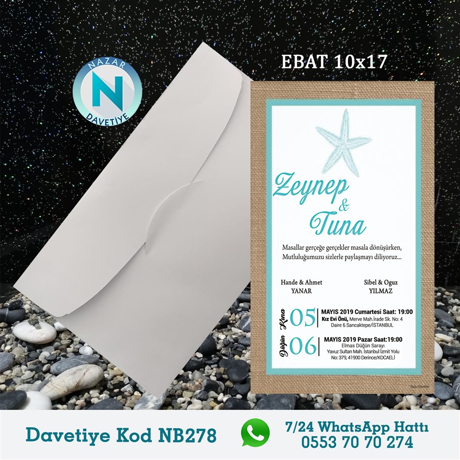 NB278 BEYAZ ZARFLI DAVETİYELER - NB278 - Görsel 1