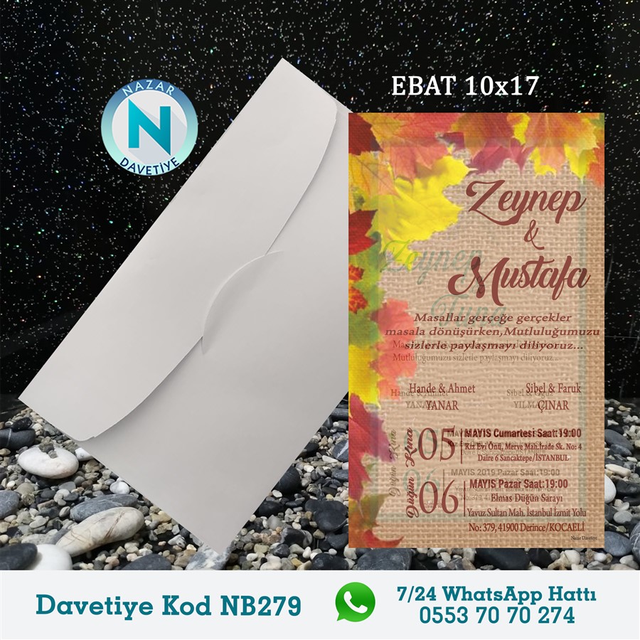 NB279 BEYAZ ZARFLI DAVETİYELER - NB279 - Görsel 1