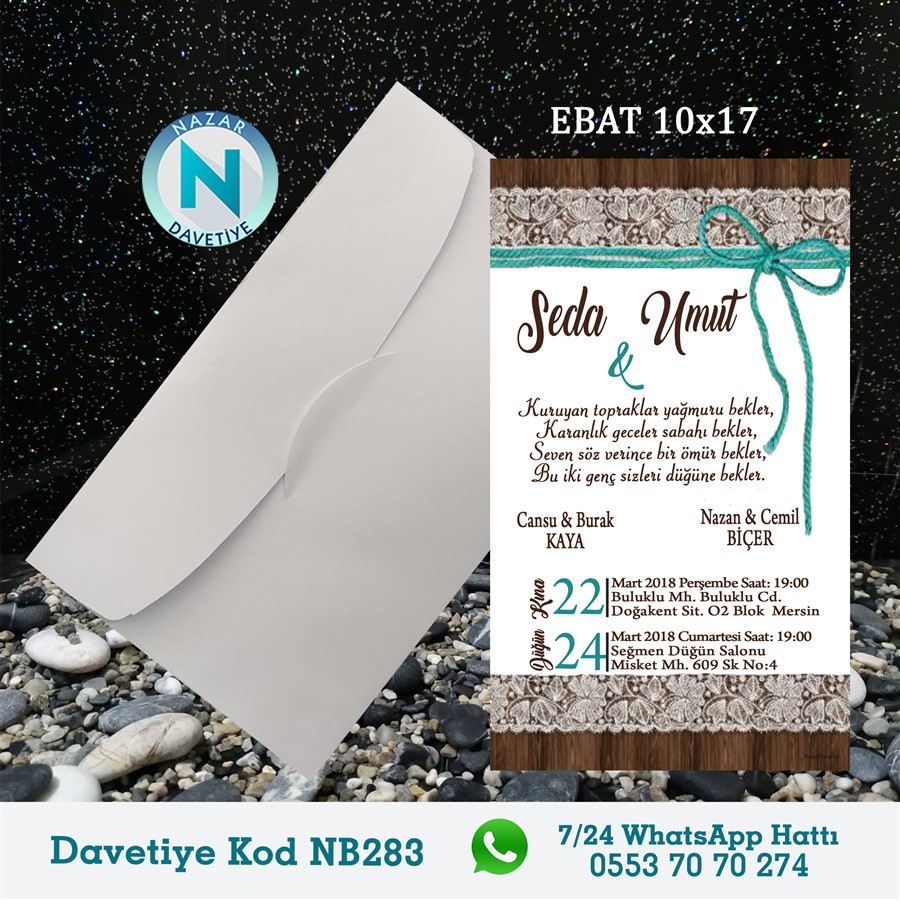 NB283 BEYAZ ZARFLI DAVETİYELER - NB283 - Görsel 1
