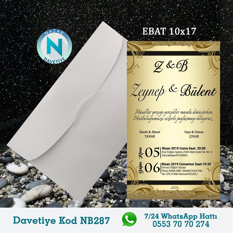 NB287 BEYAZ ZARFLI DAVETİYELER - NB287 - Görsel 1