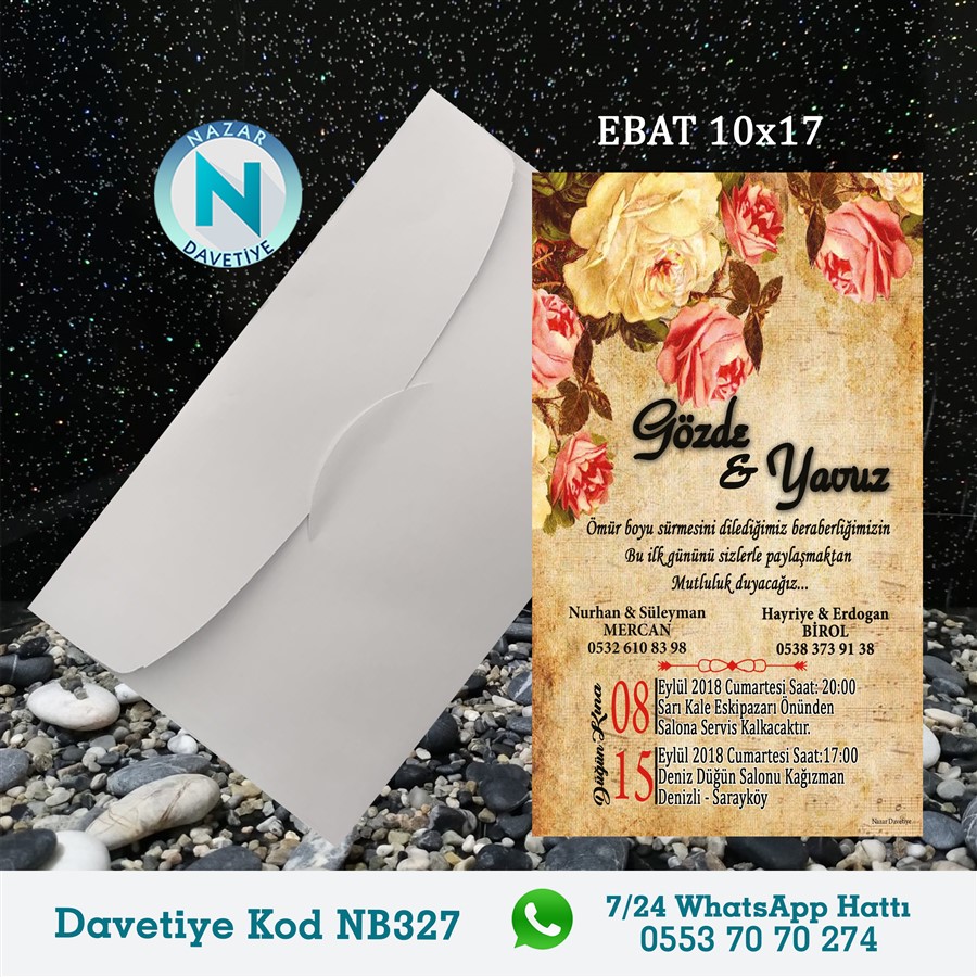 NB327 BEYAZ ZARFLI DAVETİYELER - NB327 - Görsel 1