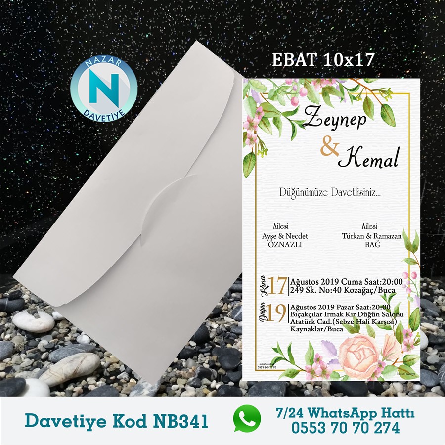 NB341 BEYAZ ZARFLI DAVETİYELER - NB341 - Görsel 1