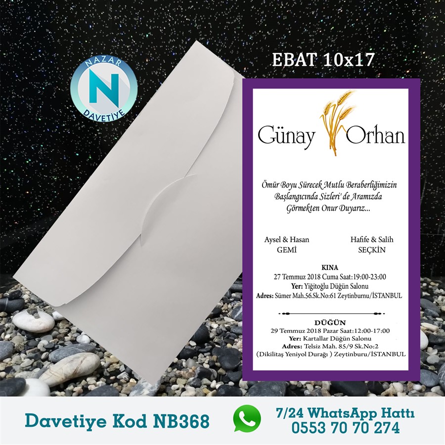 NB368 BEYAZ ZARFLI DAVETİYELER - NB368 - Görsel 1