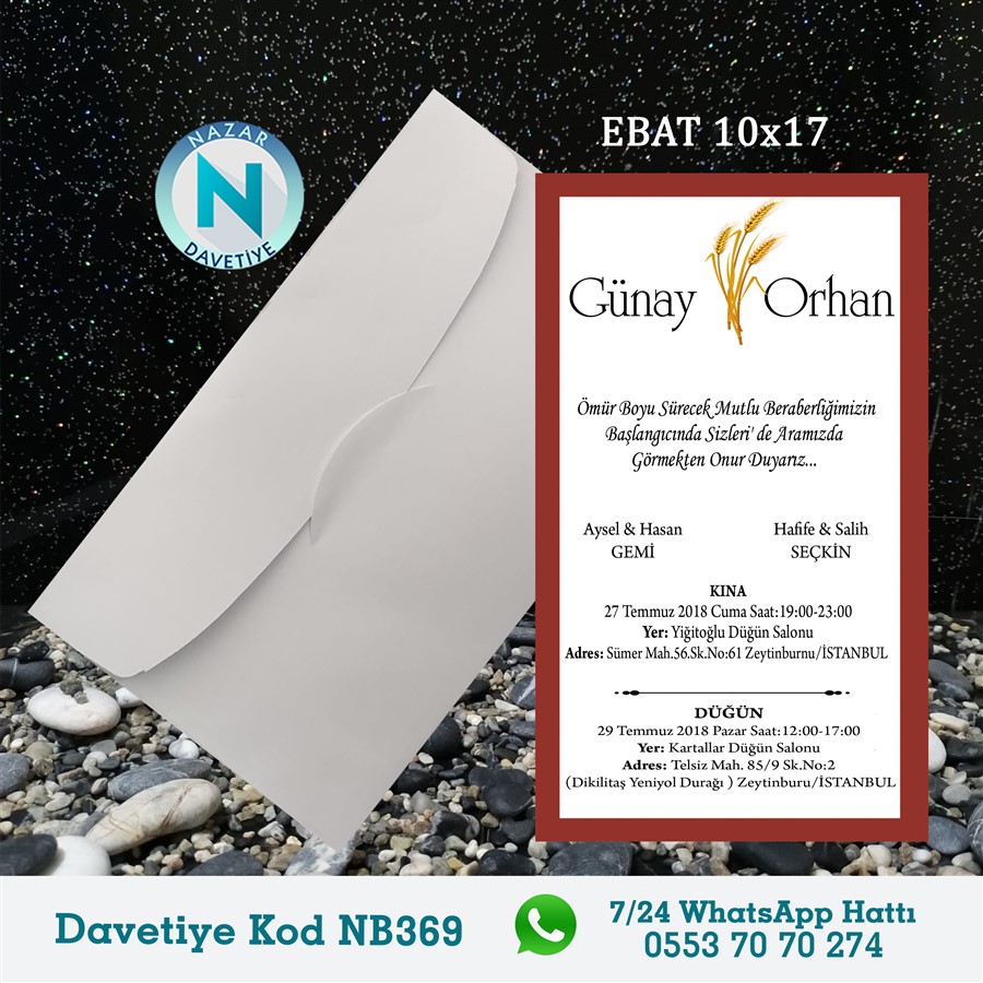 NB369 BEYAZ ZARFLI DAVETİYELER - NB369 - Görsel 1