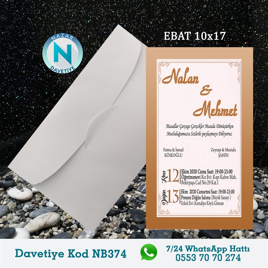NB374 BEYAZ ZARFLI DAVETİYELER - NB374 - Görsel 1