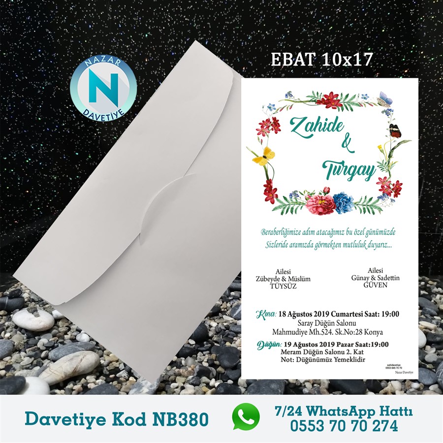 NB380 BEYAZ ZARFLI DAVETİYELER - NB380 - Görsel 1