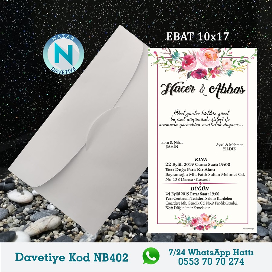 NB402 BEYAZ ZARFLI DAVETİYELER - NB402 - Görsel 1
